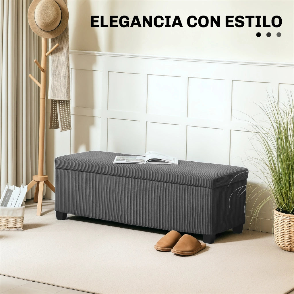 Pouf Contenitore Imbottito ¨C Minimal ¨C Grigio 112x42x40 cm