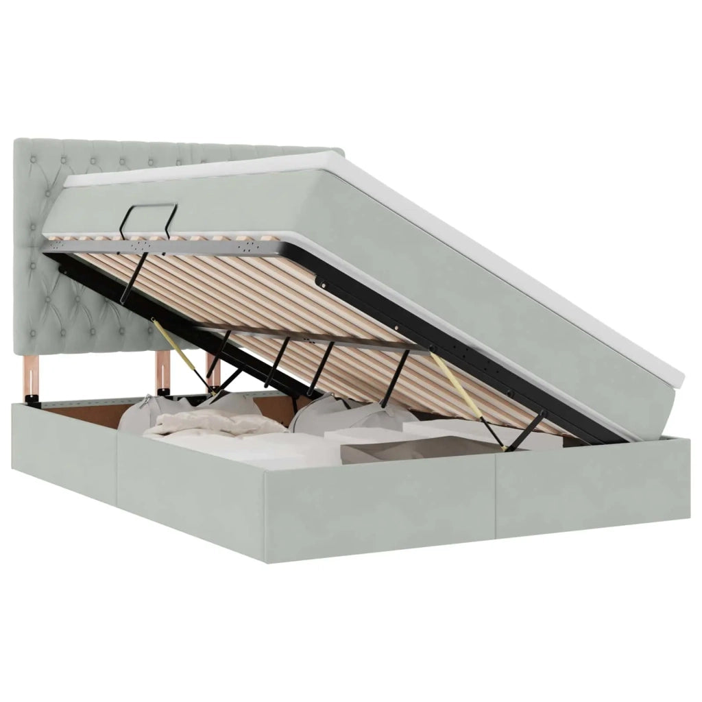 Letto con contenitore e materasso Grigio chiaro 140 x 190 cm 3372087