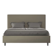 BS COM Letto matrimoniale francese con rete imbottito 140x200 similpelle cappuccino