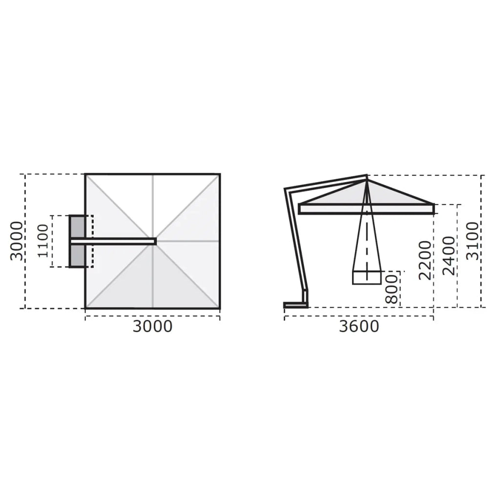 Ombrellone a braccio Leonardo 3x3 ecrù