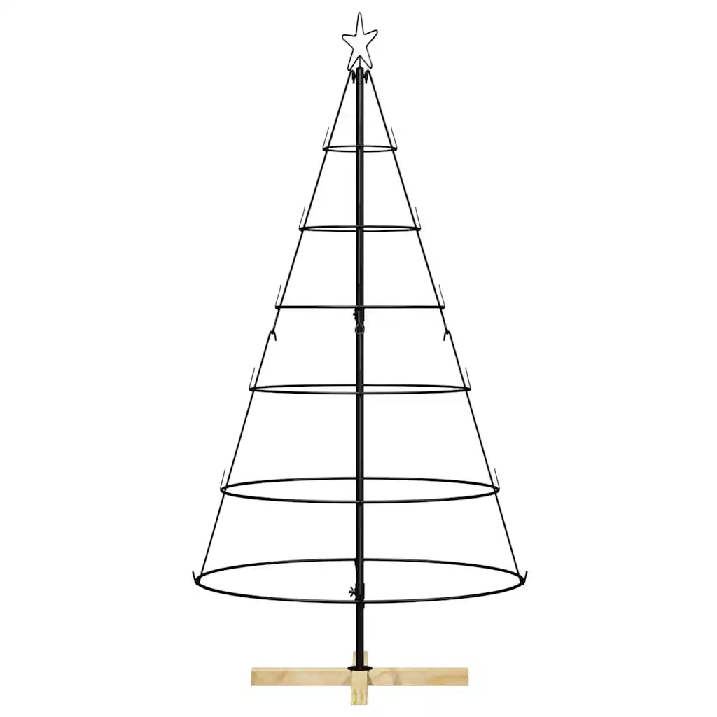Albero a Cono di Natale con supporto Nero 154 cm Acciaio 42019160