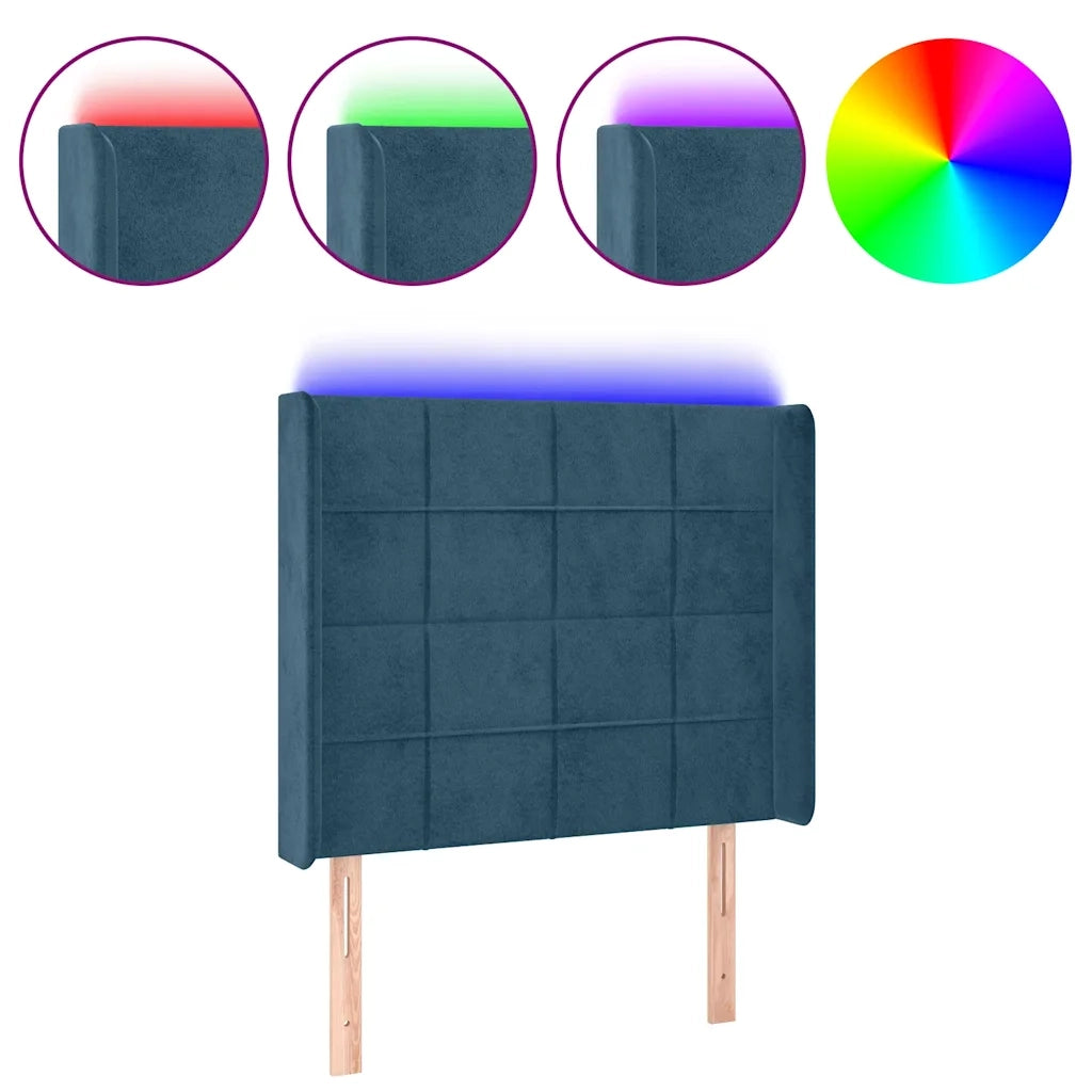 Testiera | Testata a LED Blu Scuro 103x16x118/128 cm in Velluto