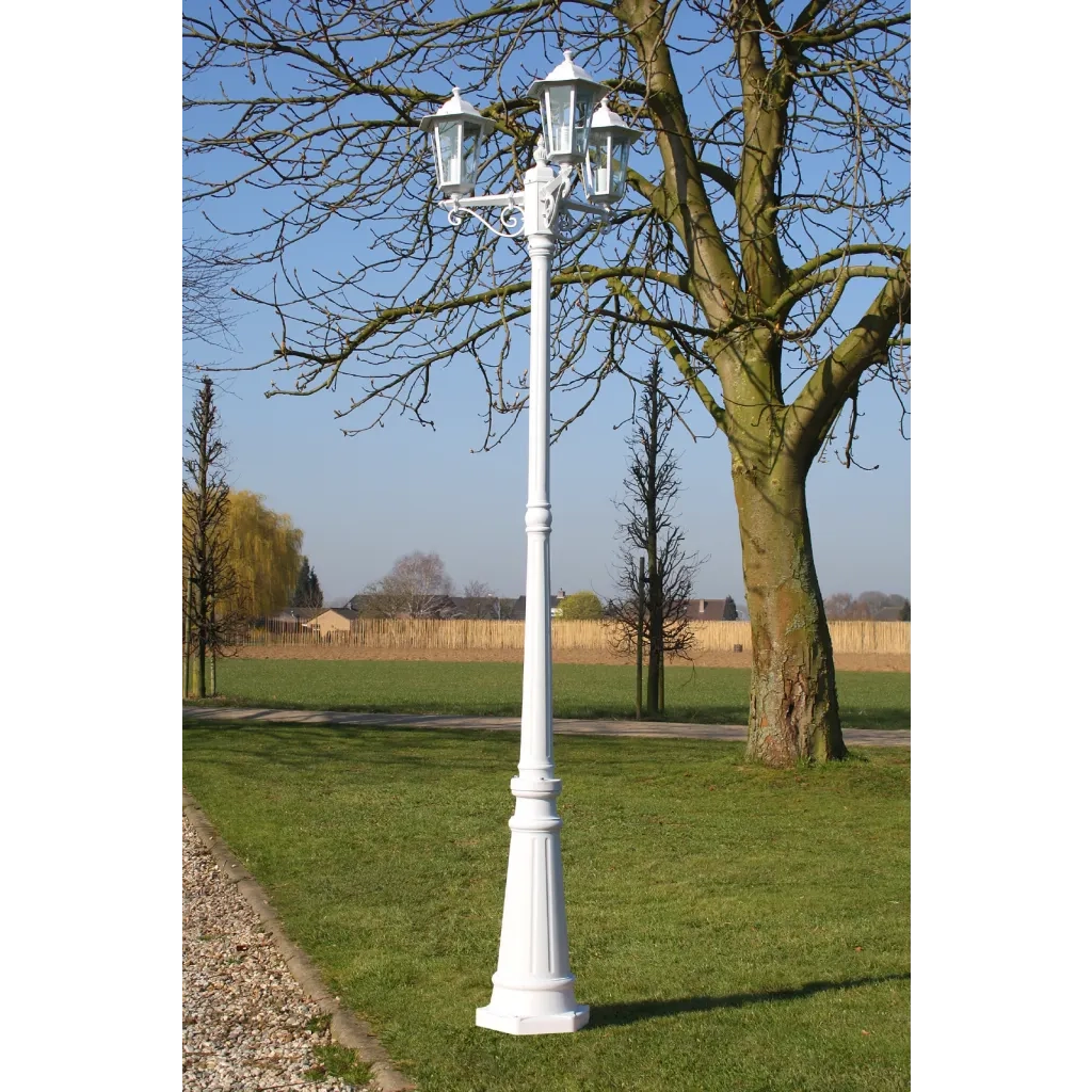 Lampione da Giardino a 3 Bracci 215 cm in Alluminio Bianco 40245