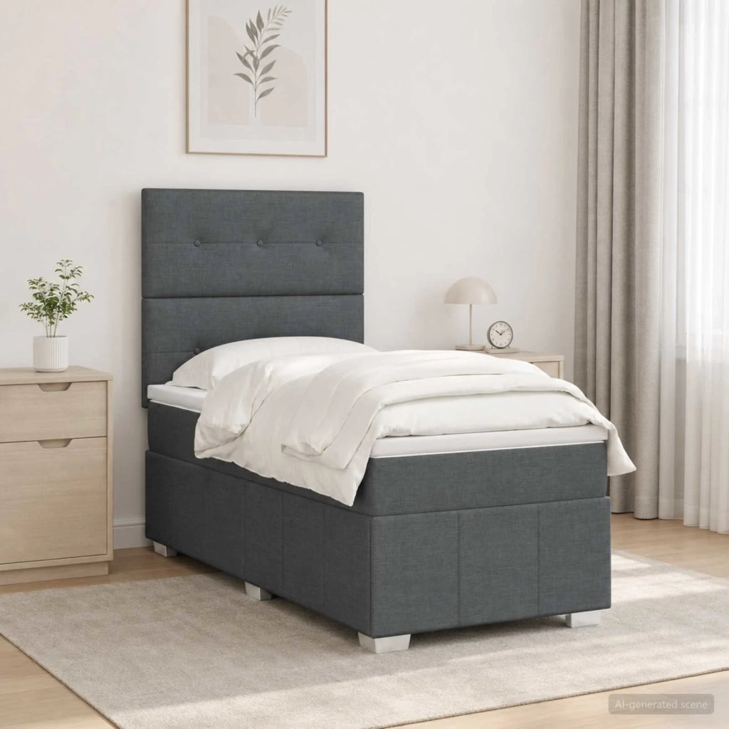Letto Box Spring LED con Materasso Grigio Scuro 80 x 200 cm 3455473