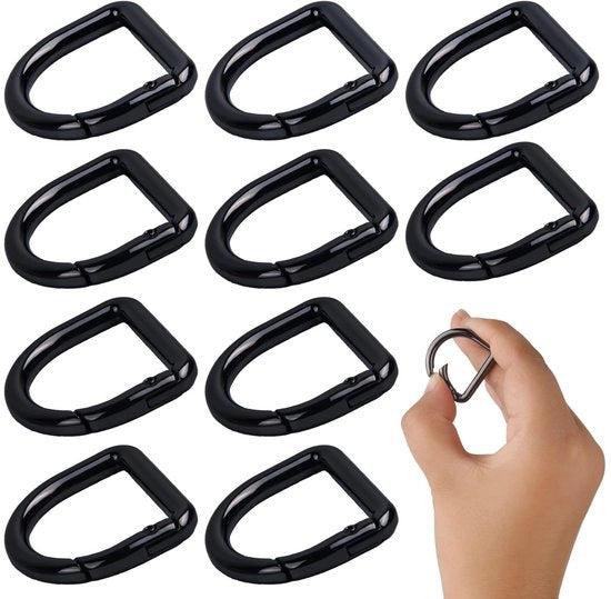 Clip ovale a forma di veer - Appeso chiavi - 10 pezzi - Nero - Legering