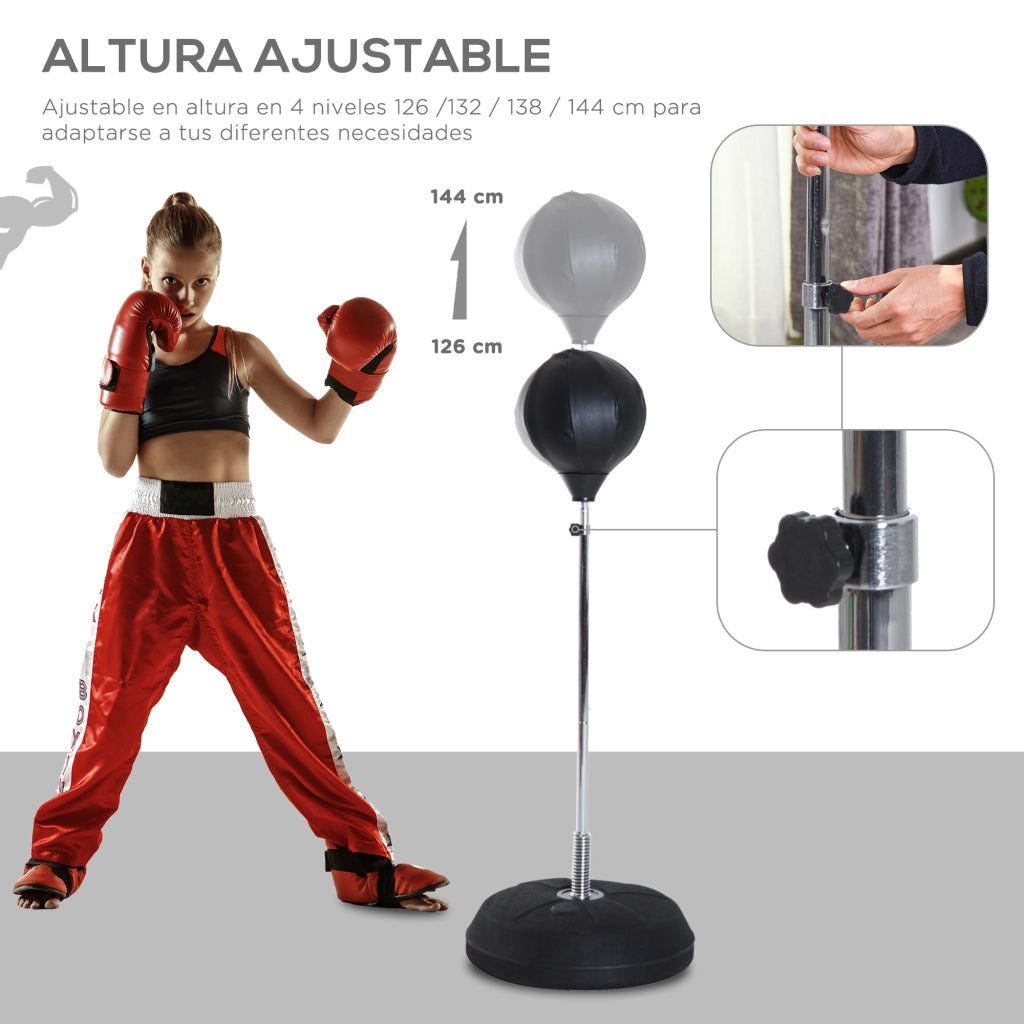 Sacco da boxe regolabile in altezza 4 livelli 126-144 cm ¨C Minimal ¨C nero