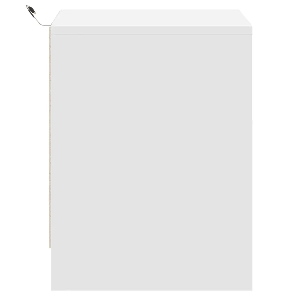 Comodino | Armadio da Notte | Mobiletto da notte con Luci LED Bianco in Legno Multistrato