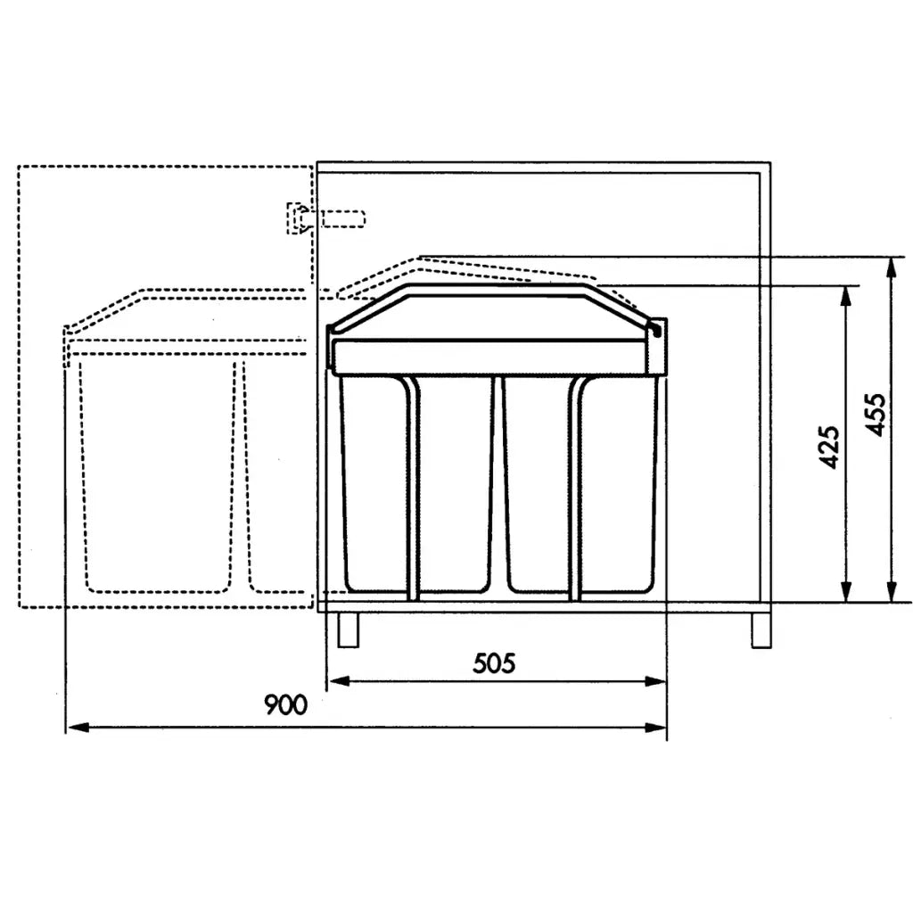 Hailo Pattumiera da Dispensa Multi-Box Duo Taglia L 2x14 L Crema 3659-001 415438