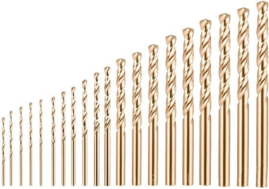 Set di fori spiralati da 20 pezzi - M35 - Bozza HSS - Bozza di acciaio - Bozza di metallo - Punta a 135 gradi - Set di fori