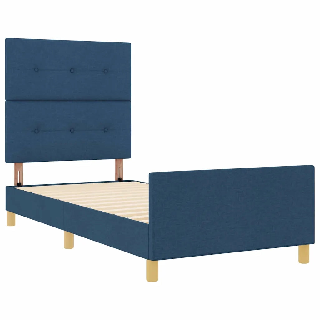 Struttura del letto con testiera Blu 80 x 200 cm Tessuto