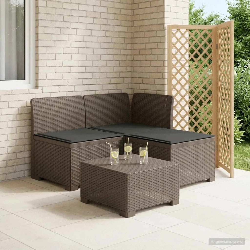 Divano da esterno-Divano da Giardino 3 posti con cuscini in look rattan PP 467811
