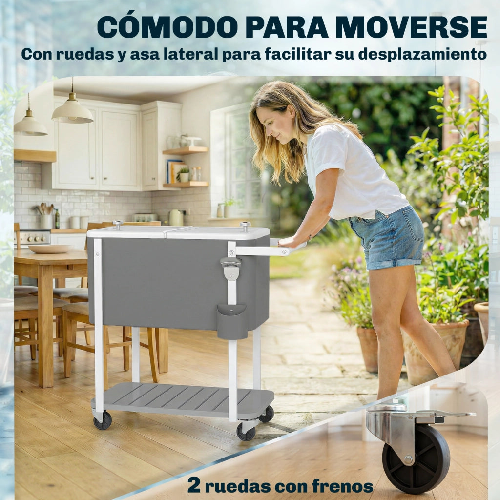 Carrello per Bevande con Rulli ¨C Minimal ¨C Grigio 84x38x83 cm