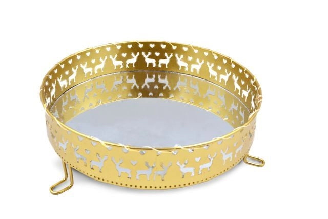 Vassoio Decorativo Centrotavolo Gold con Specchio 30 cm