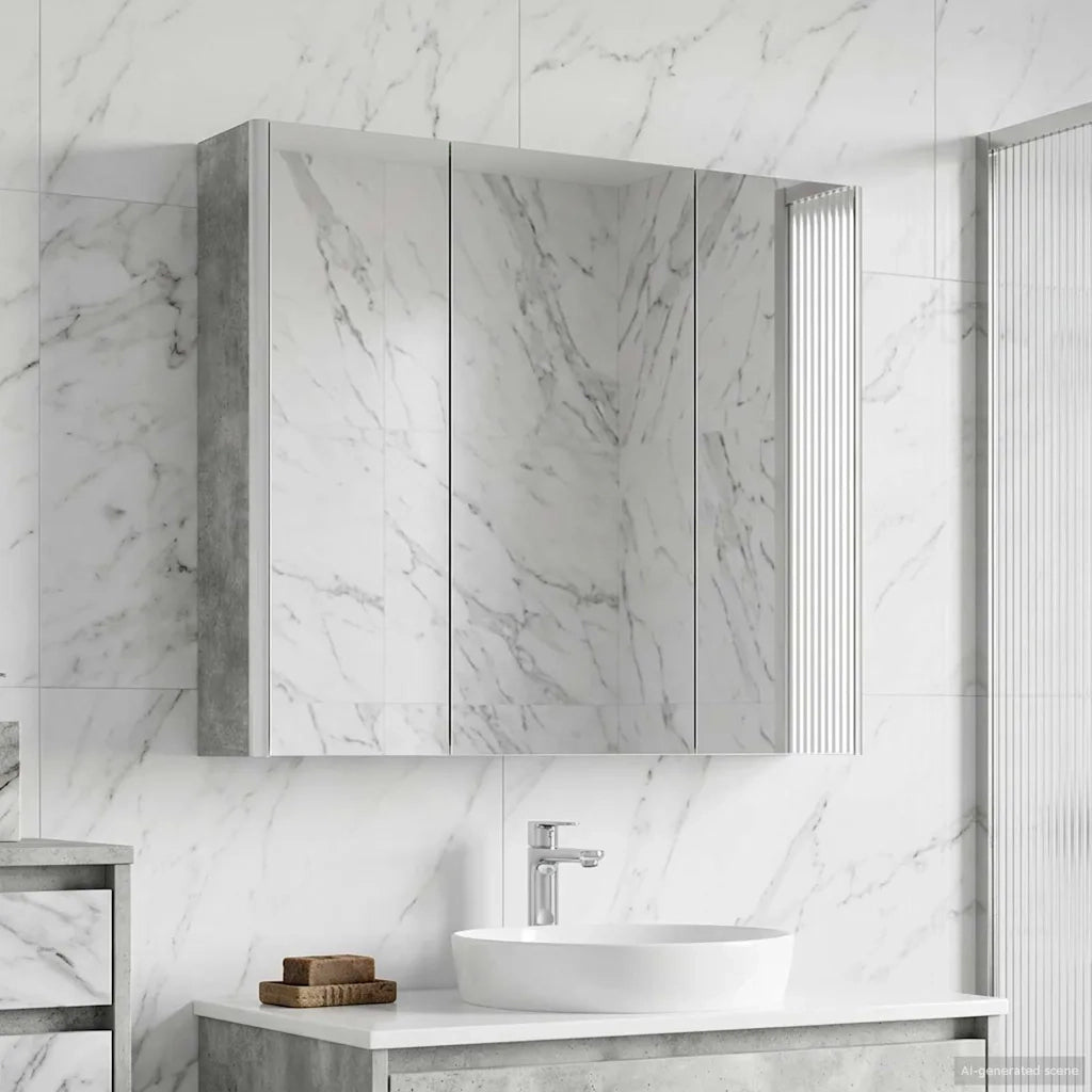 Mobiletto per specchio da bagno con lo scaffale Grigio cemento 889258