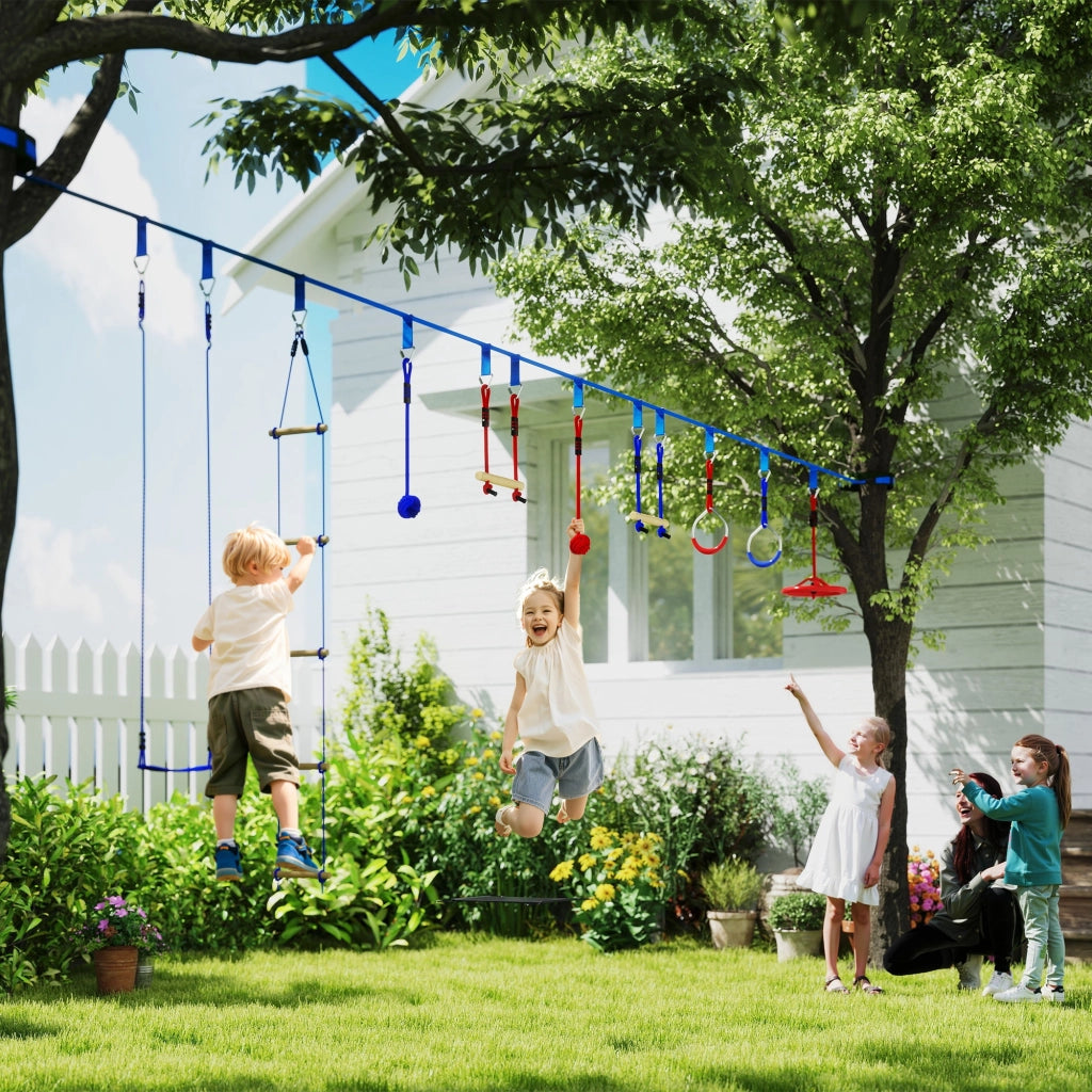 Set da gioco ninja per bambini con slackline e sacco ¨C Minimal ¨C blu