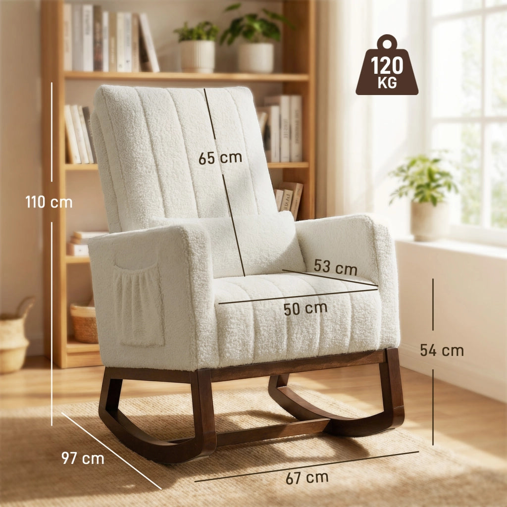 Poltrona a Dondolo Imbottita ¨C Minimal ¨C Crema