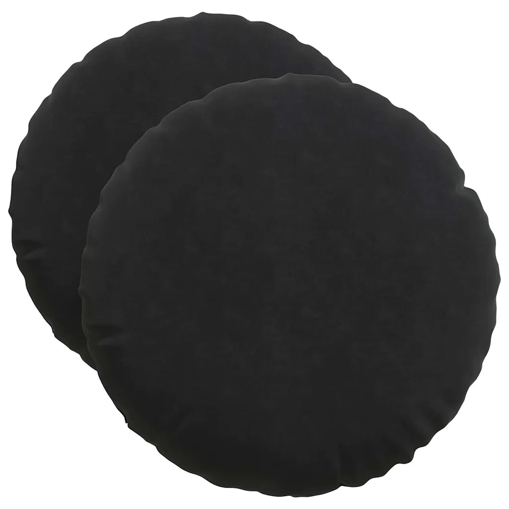 Cuscini per Seduta 2 pcs Nero Ø50 x 19 cm Velluto 42014180