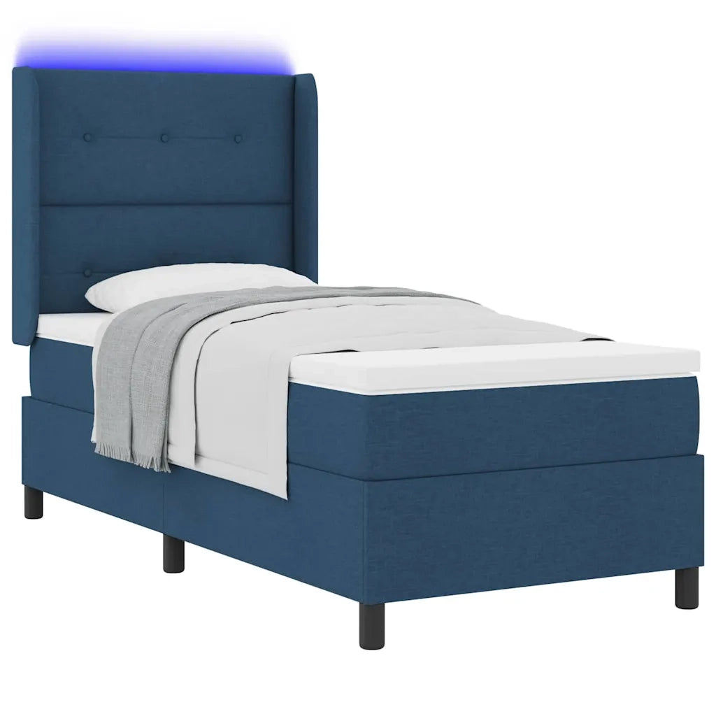 Letto a Sorgente LED con materasso Blu 90 x 200 cm Tessuto