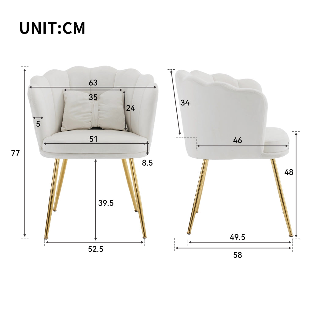 Poltrona con Cuscino Farfalla e Schienale a Petali, Design Ergonomico, in Velluto, Beige