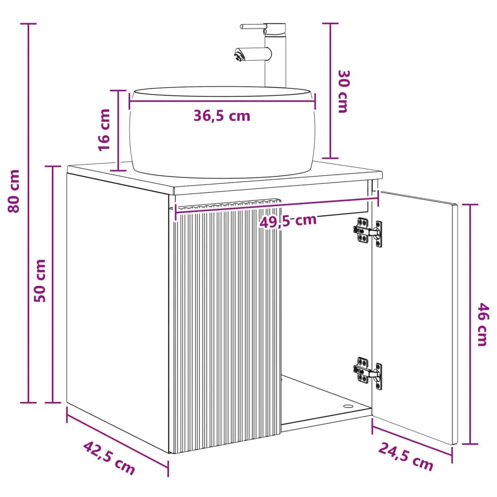 Mobile Lavabo da Parete Bianco 49,5 x 44,5 x 66 cm 890452