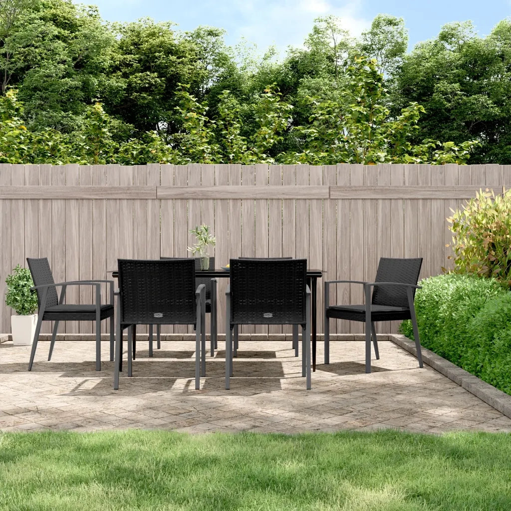 Set Pranzo da Giardino 7 pz con Cuscini in Polyrattan e Acciaio 3186980