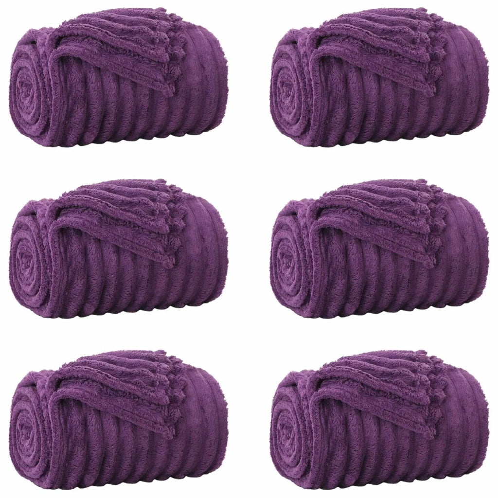 Coperte da Pile 6 pz Viola 240 x 220 cm Panno