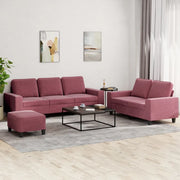 Set di Divani 3 pz Rosso Vino in Tessuto 3201912