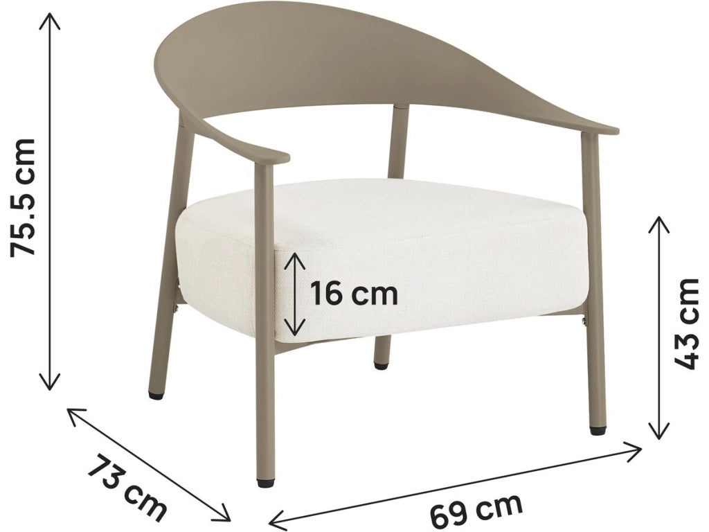Set di 2 poltrone da giardino "Céora" in plastica e metallo - Taupe