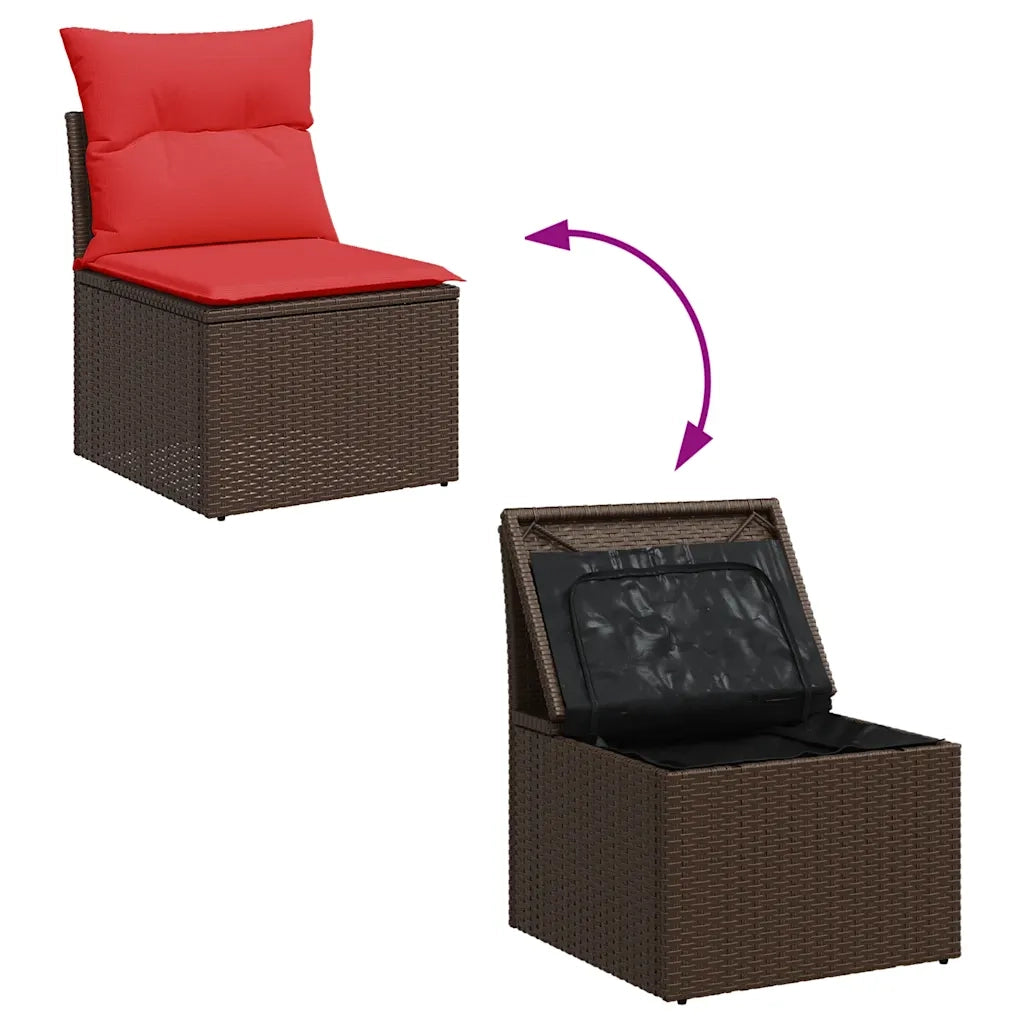 Set Divani da Giardino 8 pz con Cuscini Marrone in Polyrattan 3325340
