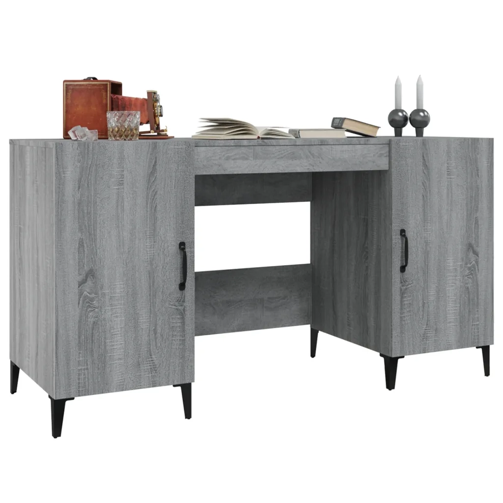 Scrivania Grigio Sonoma 140x50x75 cm in Legno Multistrato 817553