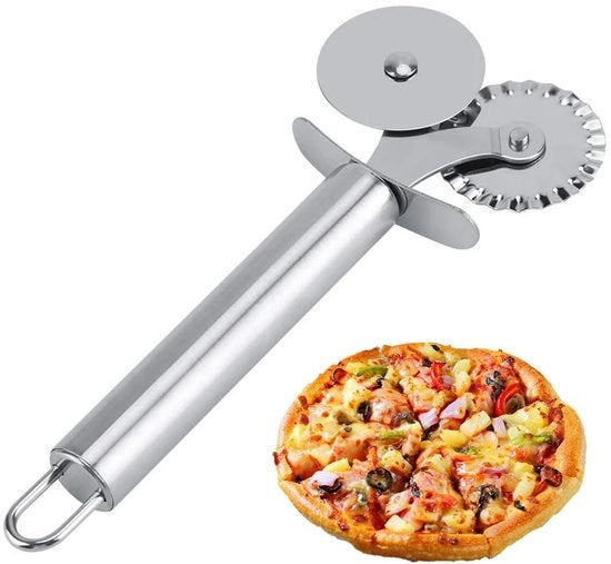 Tagliafili per pizza in acciaio inossidabile - Taglia doppio il pane - Rotolo per pizza - Distributore di torta - Per pasta e dolci - 1 pezzo