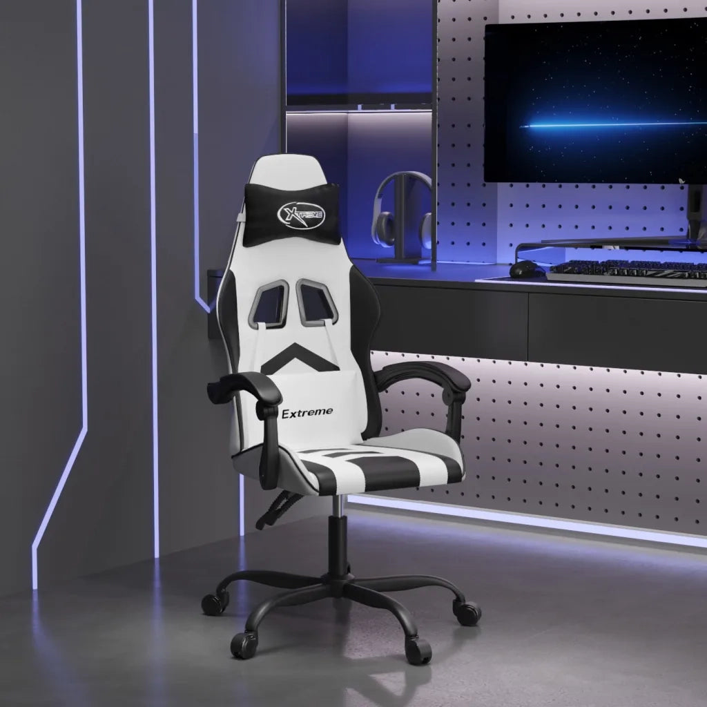 Sedia da Gaming Bianco e Nero in Similpelle 3143876