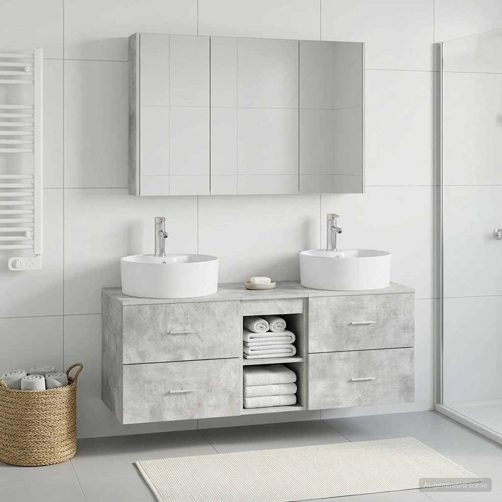 Set di mobili per il bagno 4 pz Grigio Cemento 3406906