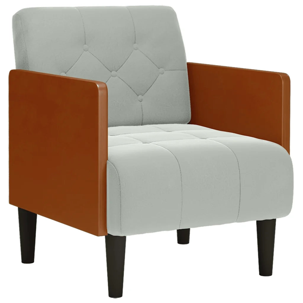 Divano Sedia con Braccioli Grigio Chiaro 55 cm in Velluto 4100595