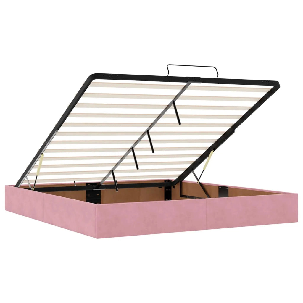Letto Ottomano con Materasso e LED Rosa 200 x 200 cm Velluto 3457238