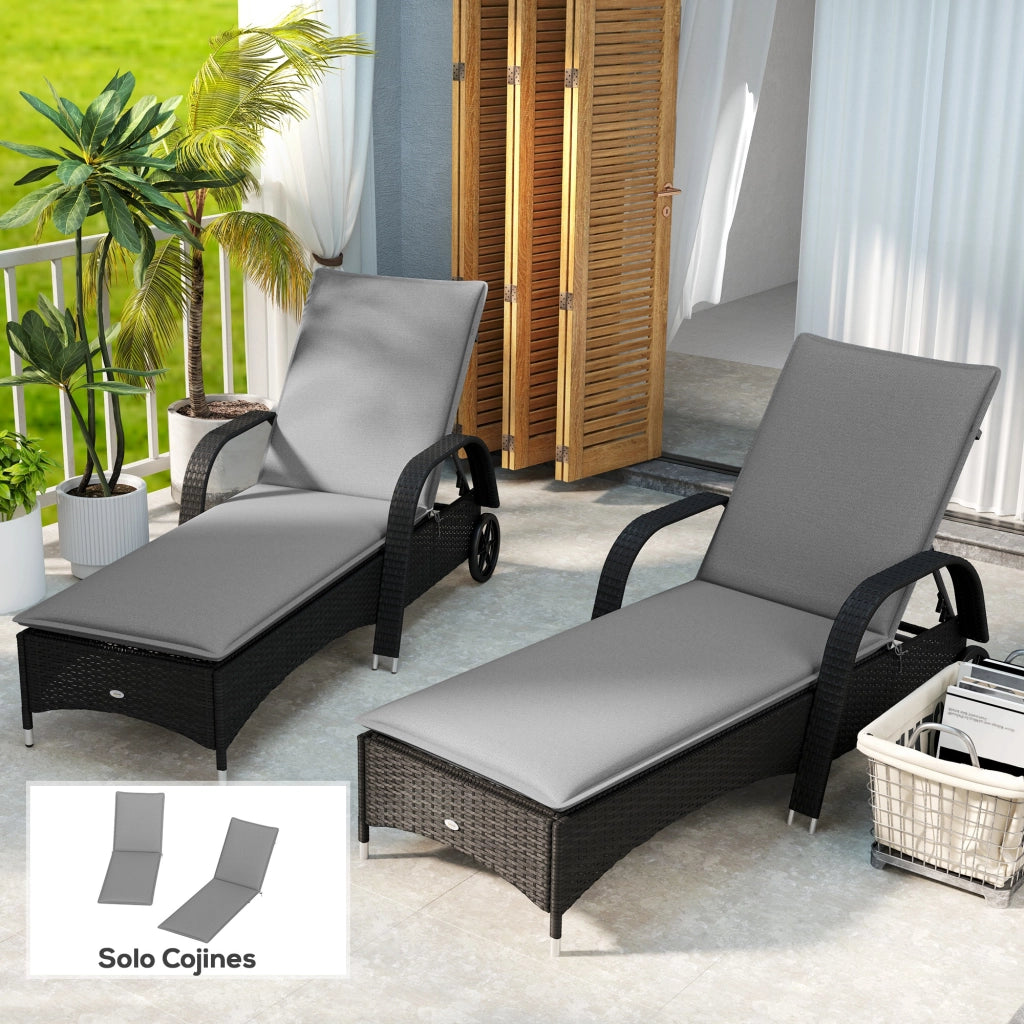 Cuscini per Lettini Giardino UV ¨C Minimal ¨C Grigio 193x58x6 cm