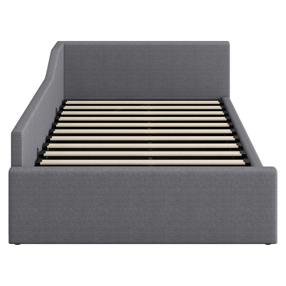 Letto imbottito - Xylo - 140x200cm con contenitore, grigio