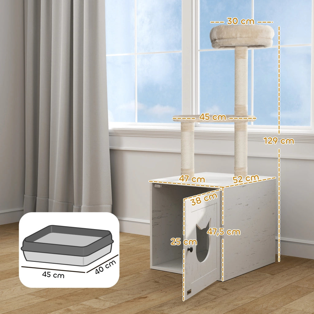 Arbre ¨¤ chat con casa igienica ¨C Minimal ¨C 129 cm, crema