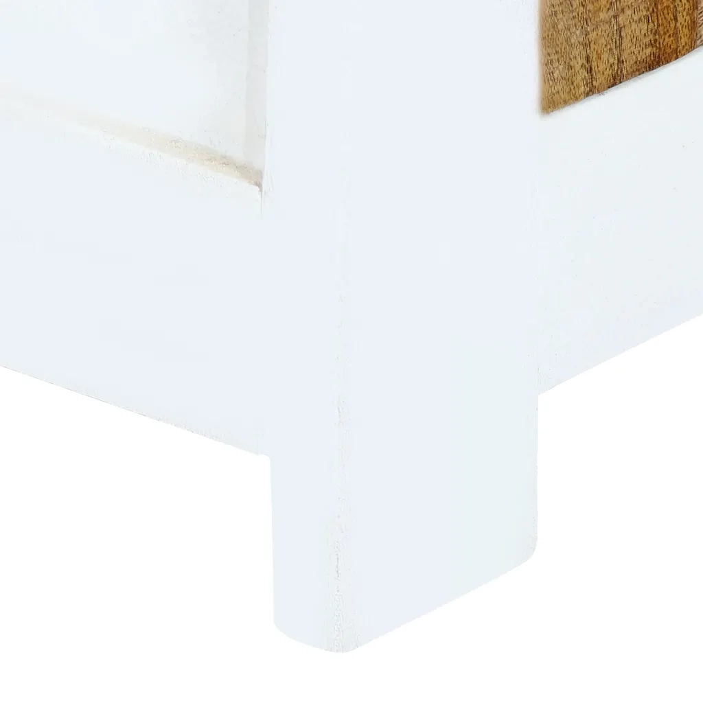 Credenza Bianca e Marrone 40x30x128 cm in Legno di Mango Grezzo 247738