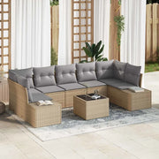 Set Divano da Giardino con cuscino 8 pcs Beige polyrattan 3346980