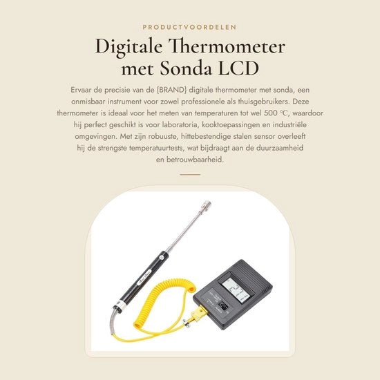 Termometro Digitale - Display LCD Grande - Temperatura Massima 500 ℃ - Tipo Sensore K - Stato Resistente Al Calore - Duraturo - Temperatura Massima 500 ℃