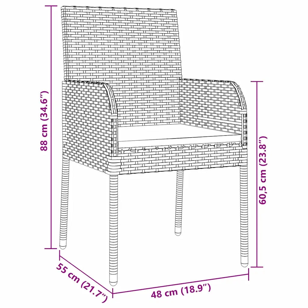 Set da Pranzo per Giardino con cuscino 9 pcs Grigio polyrattan 3380112