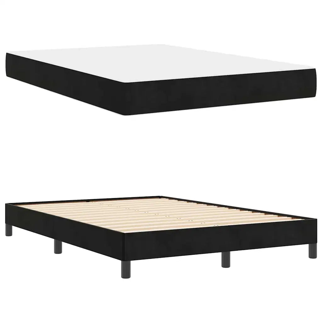 Letto a molle con materasso Nero 160 x 210 cm Tessuto