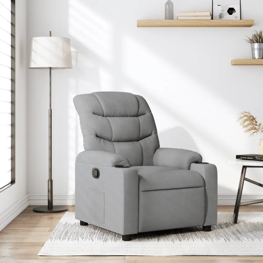 Poltrona | Sedia Relax Reclinabile in Tessuto Grigio Chiaro