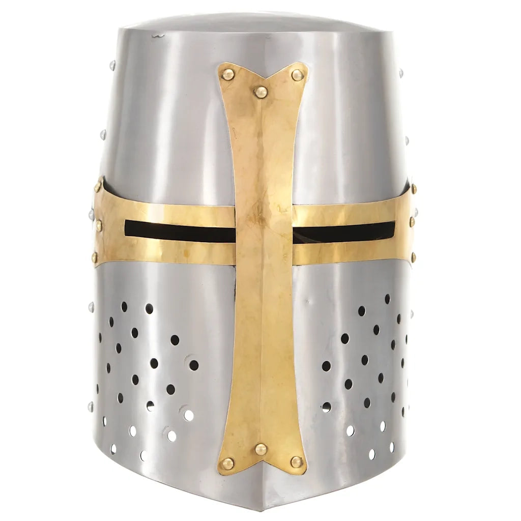 Elmo da Cavaliere Medievale Crociato Replica LARP Argento CFW6290669