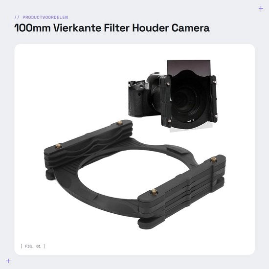 Adattatore per filtri quadrato 100mm - Adatto per 67/72/77/82/86/95mm - Materiale plastico - Accessori per fotocamera - Correzione di illuminazione - Peso 97g - Adattatore per filtri