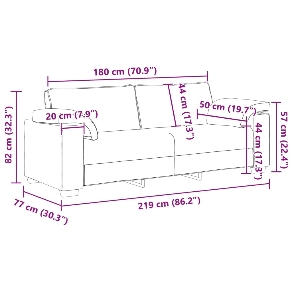 Divano-Sofa-Divanetto Grigio scuro 219 x 77 x 82 cm Tessuto