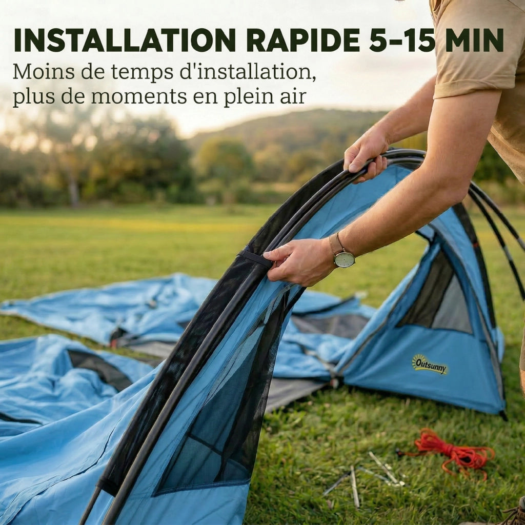 Tenda da Campeggio Tunnel 4 Persone 3-4 Stagioni ¨C zephmum ¨C Blu 3000mm Impermeabile 2m Altezza