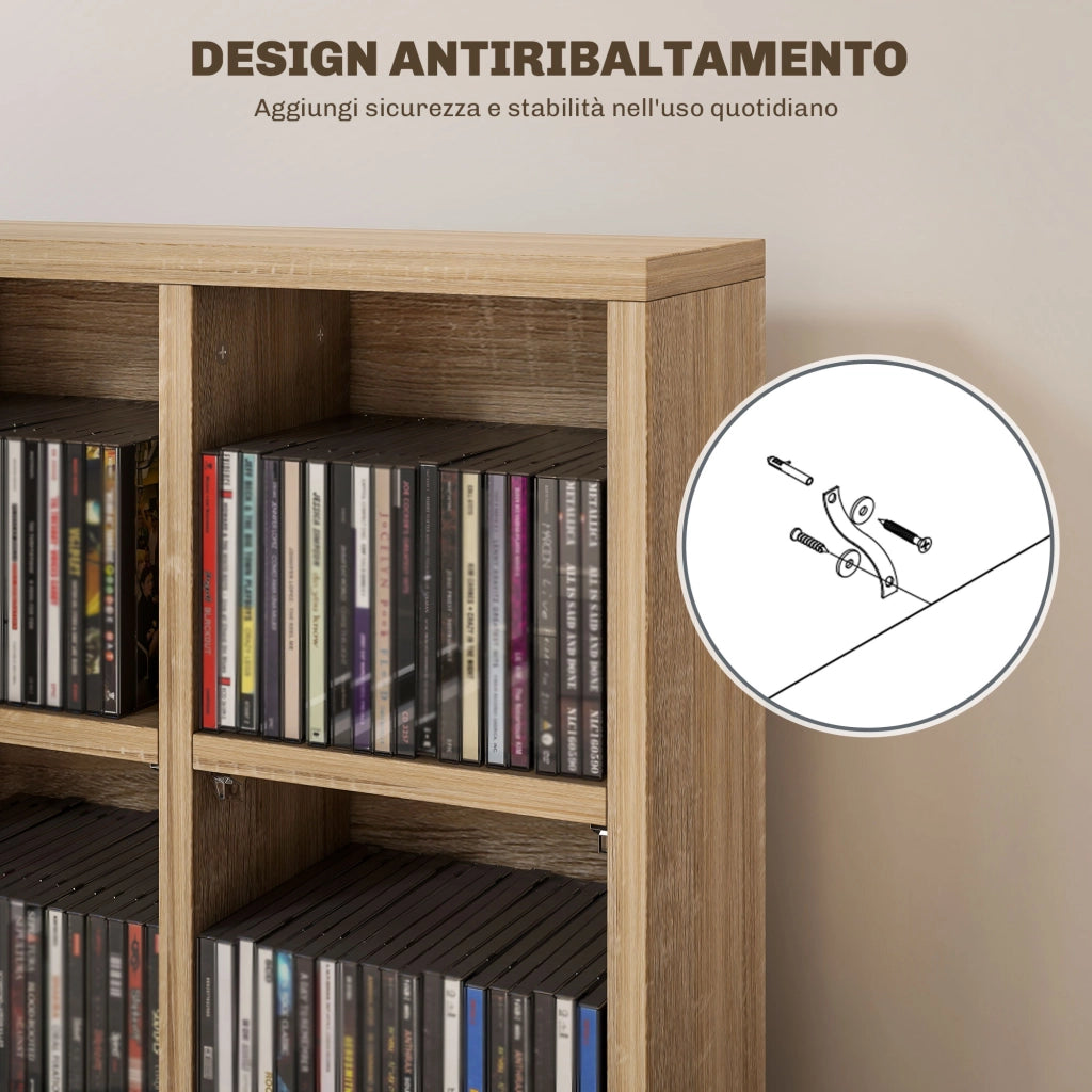 Mobile per CD e DVD con Ripiani Regolabili ¨C zephmum ¨C Legno 89x20x130.5 cm
