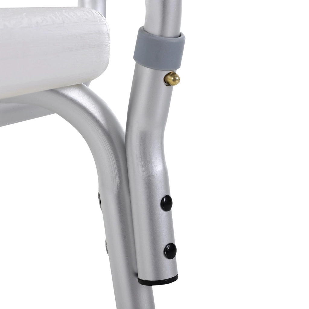 Sedia per Doccia 51,5x51,5x71-84 cm Altezza Regolabile e Piedini Antiscivolo in Alluminio Bianco